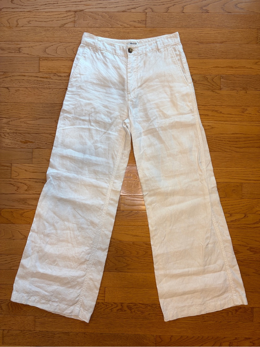 Madewell The Zoe Relaxed Wide Pant 100% Linen - White